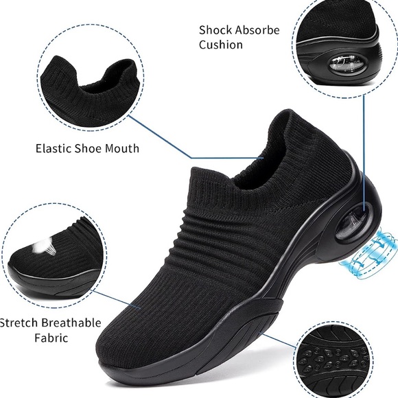 Slow Man Women’s walking shoes, athletic sock shoes, size 10, black - Picture 2 of 9